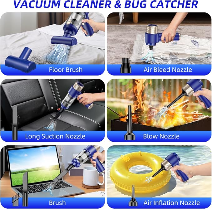 Electric Bug Vacuum Catcher 16000PA Cordless Handheld Spider & Insect Trap for Humane Removal of Stink Bug,Spotted Lanternfly,Wasp,Beetle & Bedbug,Portable Vacuum with LED Light for Indoor Outdoor Use
