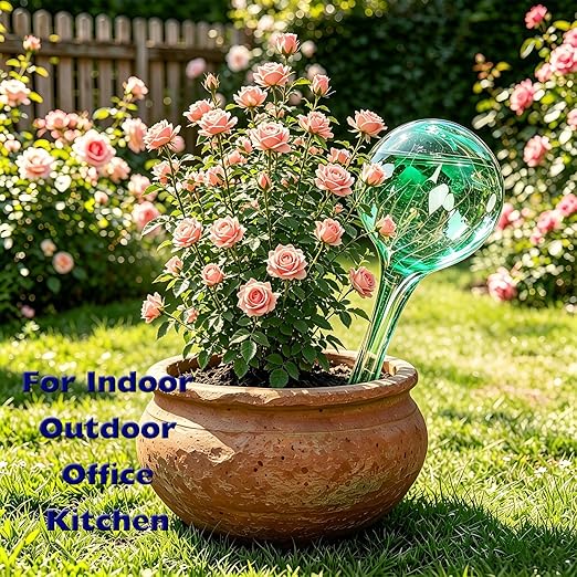 Self Watering Globes for Plant – Large 6pcs Colorful Glass Plant Watering Device for Indoor Pots, Self Watering Bulbs for Vacation Plant Care, Drip Irrigation System for Garden, Patio & Hanging Plants