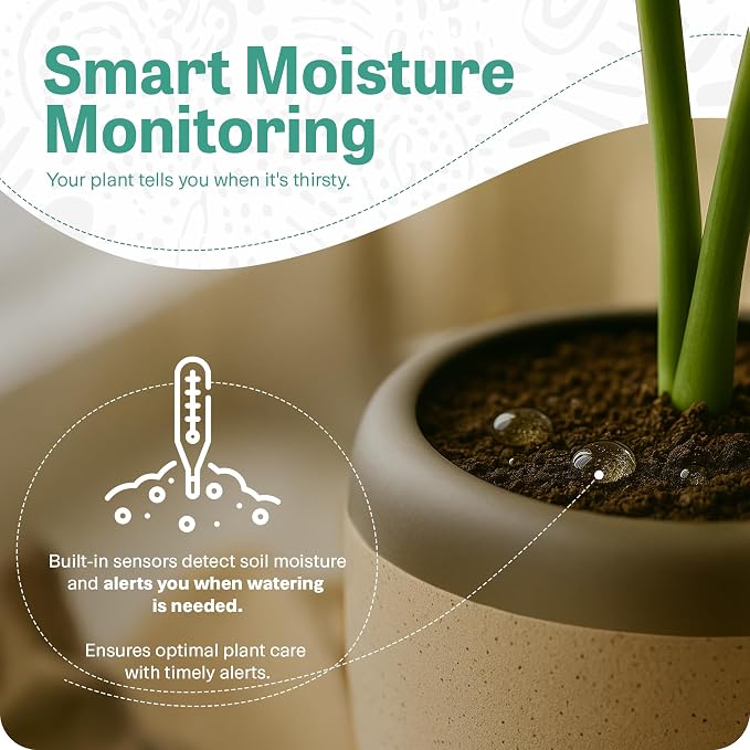Smart Robotic Planter for 4” Potted Plants- Speckled Sand | Interactive Moving & Dancing Flowerpot with Bluetooth Speaker | Touch Responsive for Real Indoor Plants | Custom Voice Record