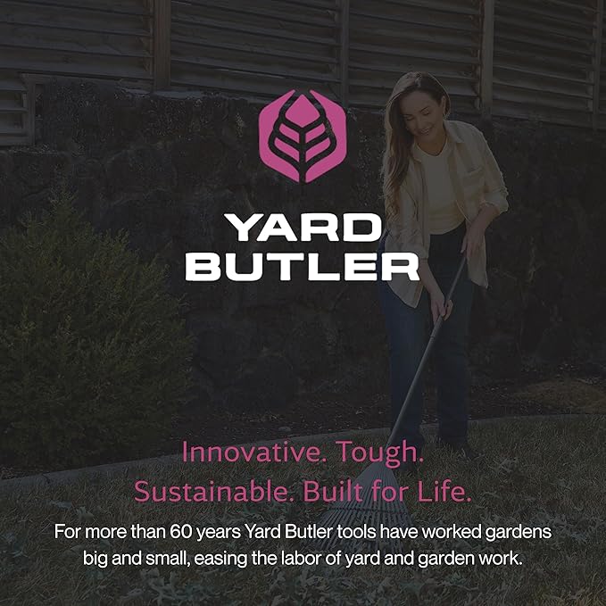 Yard Butler ILT-20 World’s Greatest Rake Garden Rake for Lawncare - Convenient Garden Cleaning Accessory - Lightweight Wooden Handle - Steel Tines - Easy to Maneuver