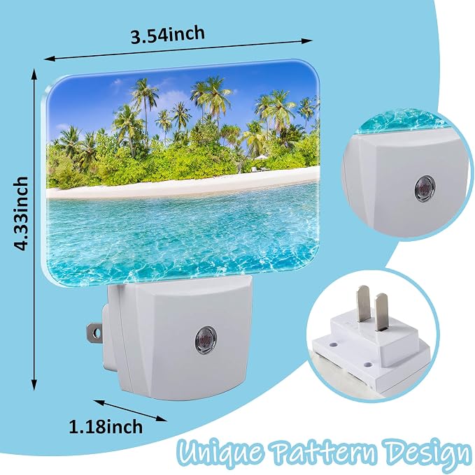 Night Light Subtropical Isle Plug-in Wall LED Night Lamp with Dusk-to-Dawn Smart Sensor Lamp for Adult Bedroom Living Room Hallway Kitchen