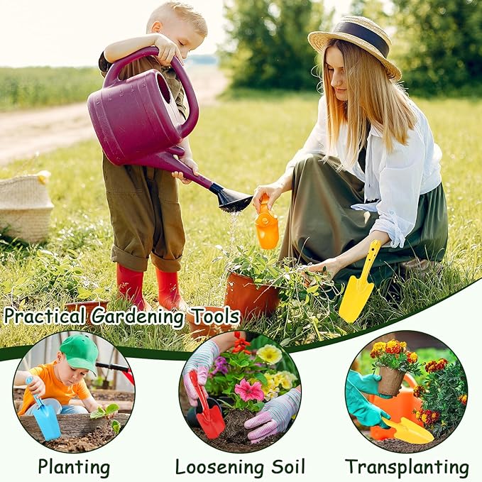 FYSUIMU 18Pcs Spring Colorful Garden Shovels Red Yellow Blue Pointed Tip Mini Shovels Teens Adults Students Metal Garden Tools for Flower Soil Planting Digging Transplanting Activities