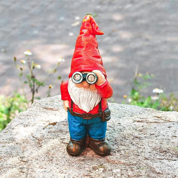 Funny Garden Gnome Statue - 6.7" Mini Scount Gnomes Figurine Decorations Indoor Outdoor Decor for Patio Yard Home, Ideal Birthday Christmas Gardening Gift