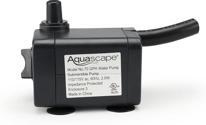 Aquascape Submersible 70 GPH Water Pump for Fountains, Waterfalls, Ponds, Aquariums, Filters, 91023