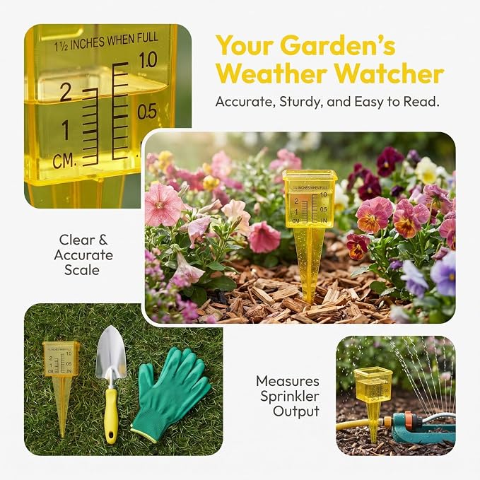 Gadpiparty 4pcs Large Rain Gauge Outdoor, Rain Gauges Outdoors, Accurate Rainfall Measuring Device for Garden Lawn Yard Sprinkler