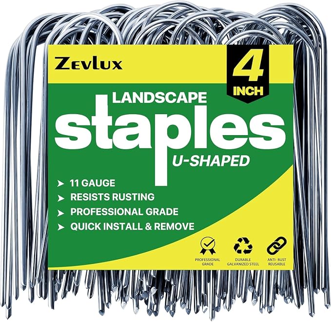 4 Inch 40 Pack 11 Gauge U - Shape Garden Stakes Set: Drip, Line & Irrigation Tubing Stakes, Galvanized Landscape Staples for Tube, Lawns, Weed Barriers, Landscape Fabrics, Irrigation Hose, Floor Mats