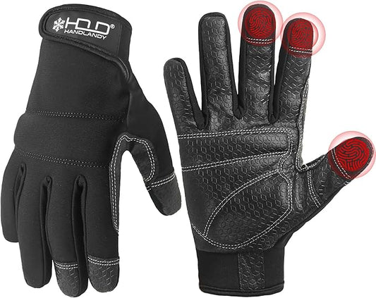 HANDLANDY Work Gloves for Men & Women, Utility Mechanic Working Gloves Touch Screen, Flexible Gardening Gloves for Yard