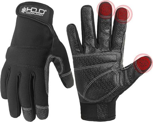 HANDLANDY Work Gloves for Men & Women, Utility Mechanic Working Gloves Touch Screen, Flexible Gardening Gloves for Yard