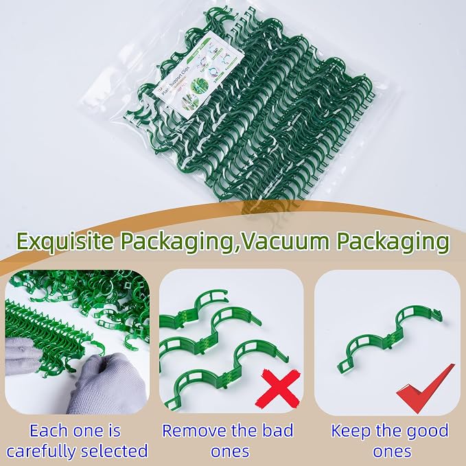 100Pcs Garden Vine Plant Support Clips,Plastic Fixing Clips for Securing and Training Climbing Plants,Tomatoes,Grapes,Vine Vegetables and Potted Plant (100, White)
