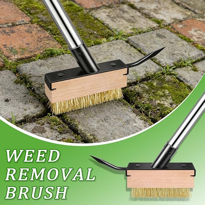 MUDEREK Crack Weeder Tool Set - Upgraded & Lengthened Manual Manganese Steel Crevice Weeding Tool with Adjustable Handle for Moss Weed Removal in Driveways, Patios, Pavers, Garden Cracks