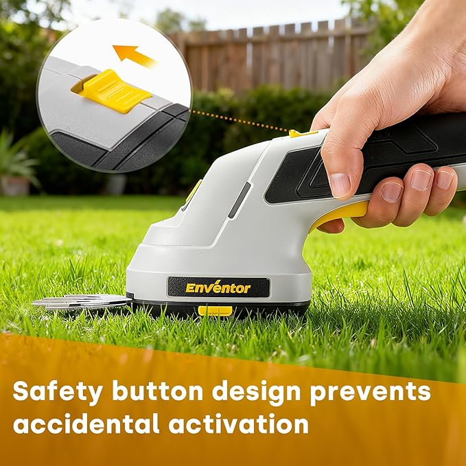 Enventor Cordless Hedge Trimmer and Grass Shear, 7.4V 2000mAh Rechargeable Battery, 2-in-1 Handheld Electric Grass Trimmer, Small Hedge Cutter with 2 Interchangeable Blades