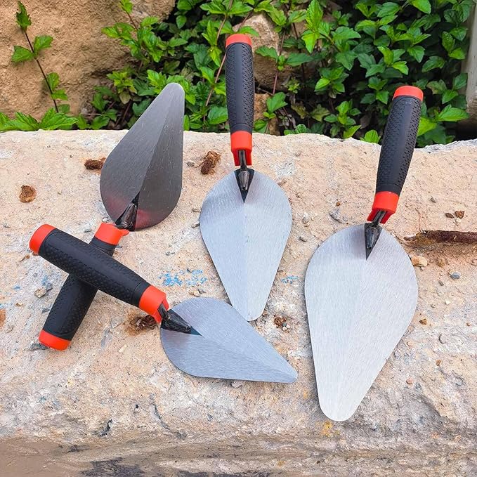 4 Pack Brick Trowel Set, 6” 7” 8” & 9” Carbon Steel Pointing Trowel, Masonry Trowel Hand Tool Kit for Brickwork, Concrete, Cement, Plaster, Tile Construction Projects