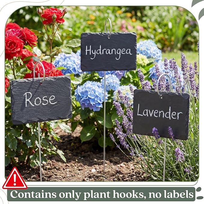 Hotop 60 Pcs Silver Plant Label Hooks, 20cm Garden Label Markers Hanger Rustproof Deformed Plant Sign Stake Metal Garden Sign Hanging Rods for Flower Planter Container Accessories