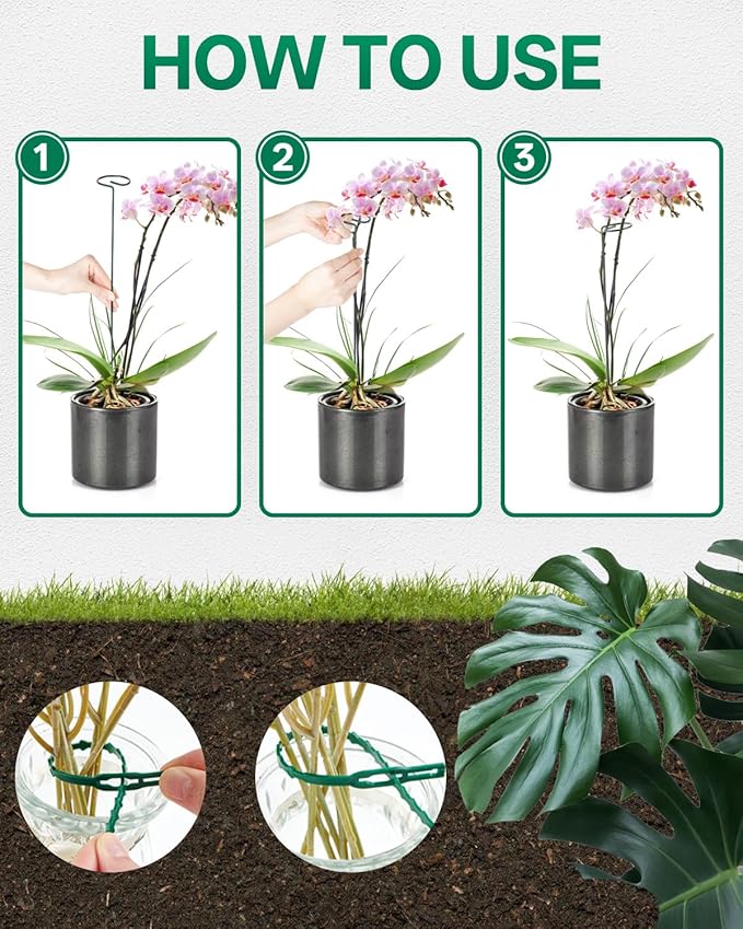 Breeze Touch 20 Pack Plant Stakes, 35.4 Inch Plant Support Stakes with 15 Twist Ties, Plant Sticks Support, Flower Stakes for Plants Peony, Tomato Seedling, Marigold, Amaryllis, Sapling, Coreopsis