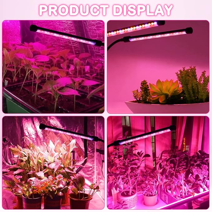 SYEIORAOM Grow Lights for Indoor Plants, Six Head Plant Light with Full Spectrum, LED Grow Lamps for Seed Starting with Adjustable Gooseneck, Suitable for Flowers Vegetables