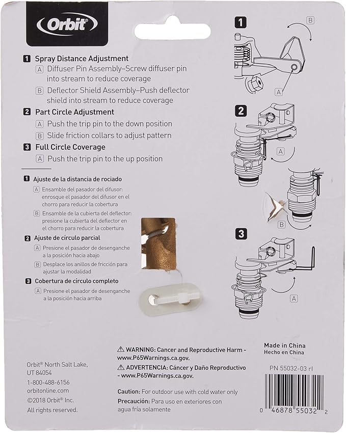 5-Pack Orbit 1/2" BRS Sprinkler Head, Connection, Silver and Gold
