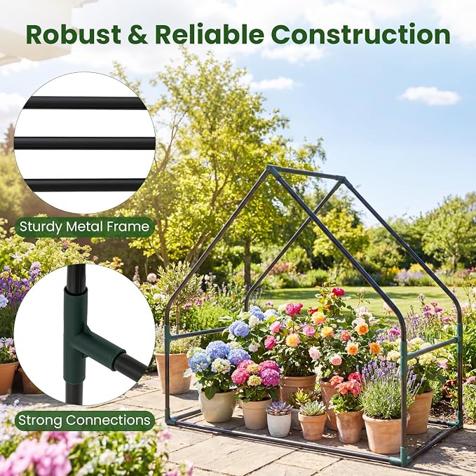 Giantex Mini Greenhouse, Outdoor Portable Green House with Sturdy Metal Frame, Ground Stakes & Wind Ropes, Clear Tent Small Greenhouse for Indoor Outdoor Plants (36"x20"x34")