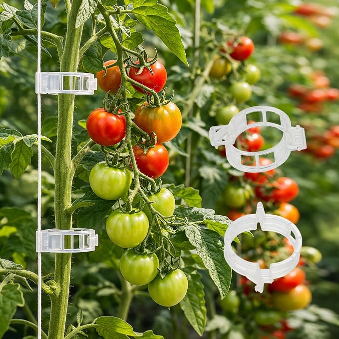 Aipker Bulk Tomato Clips, Plant Support Clip for String Trellis Climbing Plants Garden Vegetables- 200PCS/White