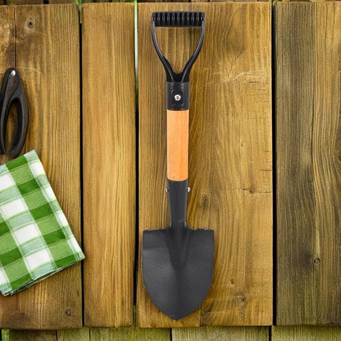 Vegetable Planting Tool and Soil Digging Shovel for Gardening, 36Cm Metal Hand Trowel with Short Handle, Multi-Functional Outdoor Soil Loosening and Transplanting Tool