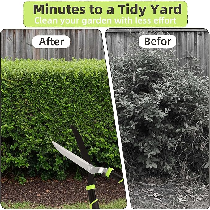 YRTSH Hedge Clippers, Hedge Shears for Trimming Borders, Hedge Trimmer with Sharp Blade, Garden Shears Gardening Tools with Soft Rubber Grip, Bush Cutters Effortless Pruning