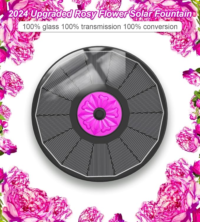 SZMP Powerful 3.5W Anti-Drift Solar Fountain for Bird Bath, Solar Powered Water Pump with 7 Nozzles, Bird Bath Fountain for Garden, Pool, Pond – Attracts Hummingbirds (Black Panel)