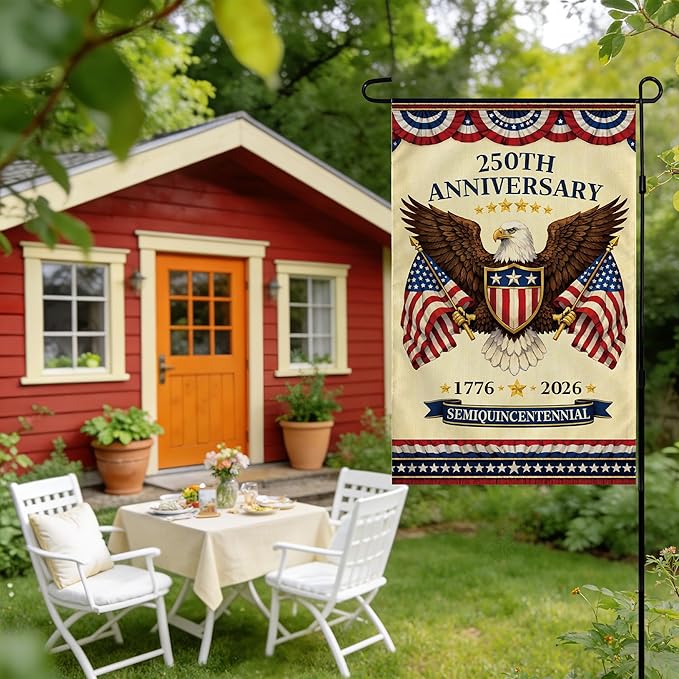 4th of July Decorations - 250th Anniversary Garden Flag | Fourth of July Decor Patriotic USA Banner,1776-2026 America Merchandise Accessories for Garden Yard Porch Patio Lawn Outdoor Outside