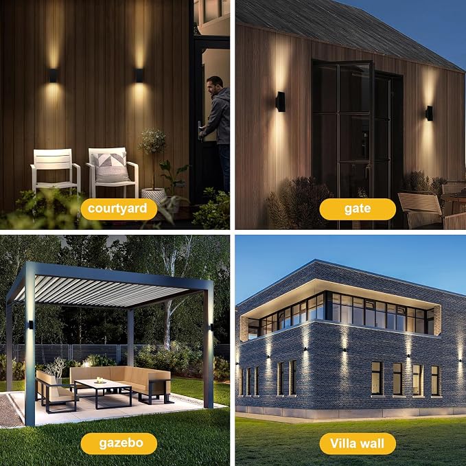 SOTTLOT Solar Sconce Lights Outdoor, Dimmable Solar Wall Lights Up and Down, 3000K 700LM Solars Lights Outdoor IP65 Waterproof for Yard Patio Garage Porch, 2pcs