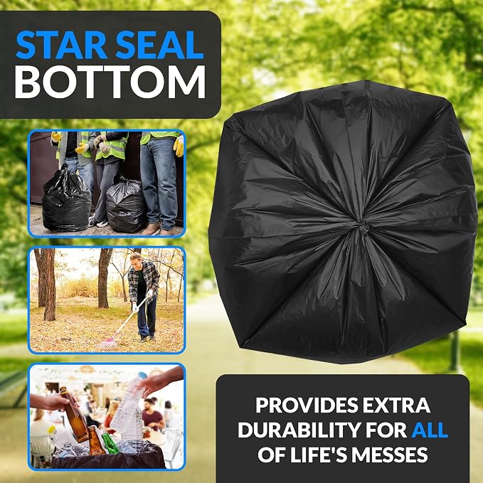 Reli. 55-60 Gallon Trash Bags Heavy Duty | 150 Trash Bags with Ties | Super Sizeable, Black, Serious Garbage Cleanup