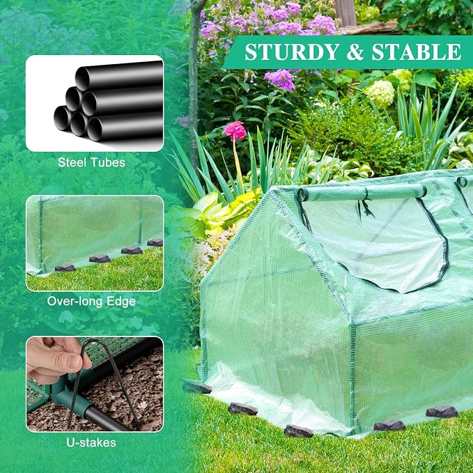 BPS 9x3x3 FT 3-in-1 Mini Greenhouse Kit, Small Greenhouse with Triple-Layer Window for All-Season Vegetable and Plant Growing