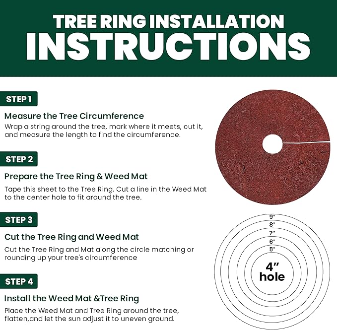 24-inch Heavy Duty Reversible Mulch Ring Tree Protector Rubber Mat for Tree Protection – Natural Look Weed Preventer Ring with Easy Installation - (Reversible)