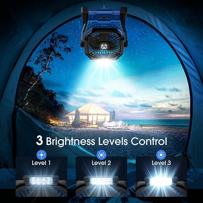Portable Fan Rechargeable, Cordless Battery Powered Fan with LED Lantern 20000mAh Battery Operated for Travel Bedroom Home Camping Tent Office Beach Desk Picnic Barbecue Fishing Table