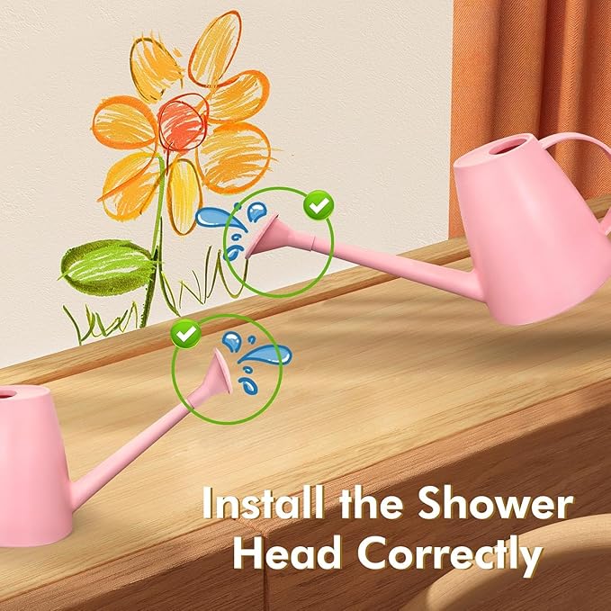 Watering Can,Long Spout Water Cans for Indoor and Outdoor Garden,Plants Water Cans for Flower & shrubs - 1.8L/1/2 Gallon (Pink)