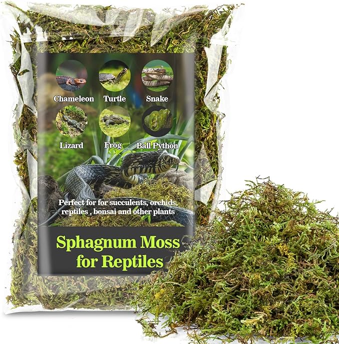 Sukh Sphagnum Moss for Reptiles - Terrarium Reptiles Moss Green Dried Peat Moss Habitat Bedding Moss for Snakes Turtle Frog Gecko and Other Reptiles Substrate (15.8, Ounces)