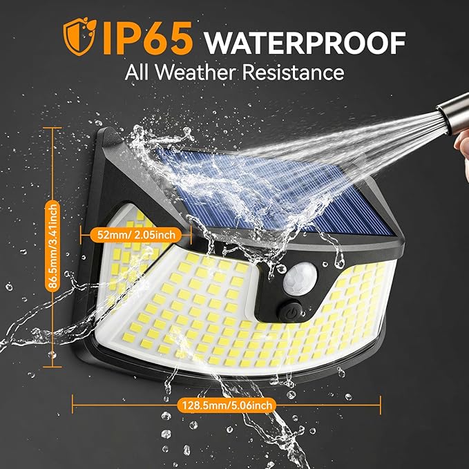 152LED Solar Motion Light Outdoor, 850LM Super Bright 3-Mode Motion Sensor Light, IP65 Waterproof, 270° Wide-Angle Security Light, Solar Powered Flood Lamp for Garden, Wall, Fence, and Garage (6 Pack)
