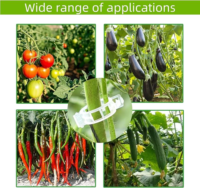 CIQIYO® 200 Pcs Plant Support Clips,Plastic Clips for Securing Plants,Tomato Vine Clips,Plant Fixing Clips,Garden Clips for Climbing Plants,Grape and Vine Vegetables (200, Green)