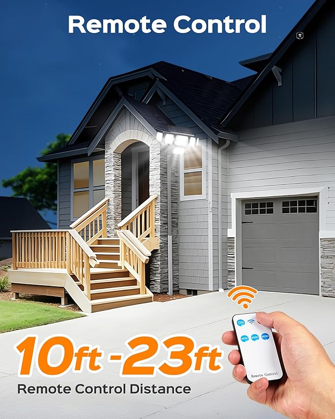 Motion Sensor Outdoor Lights with Flexible Octopus Tripod , 6000LM 336LED Security Flood Lights with Remote Control, 360°Wide Angle, 6 Heads Solar Lights Outdoor Waterproof for Yard Patio Garage