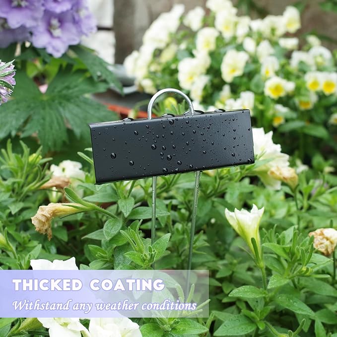 FORUP Metal Plant Labels, 50 Pack Garden Label Markers, Weatherproof Garden Stake Tags, Reusable Planting Gardening Markers, Black