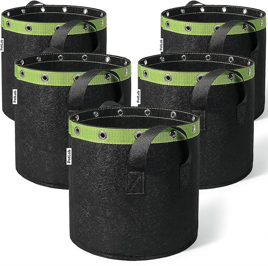 POTLAB® 7 Gallon Grow Bags (5-Pack),Low Stress Training Fabric Pots with Handles,Garden Bags to Grow Vegetables