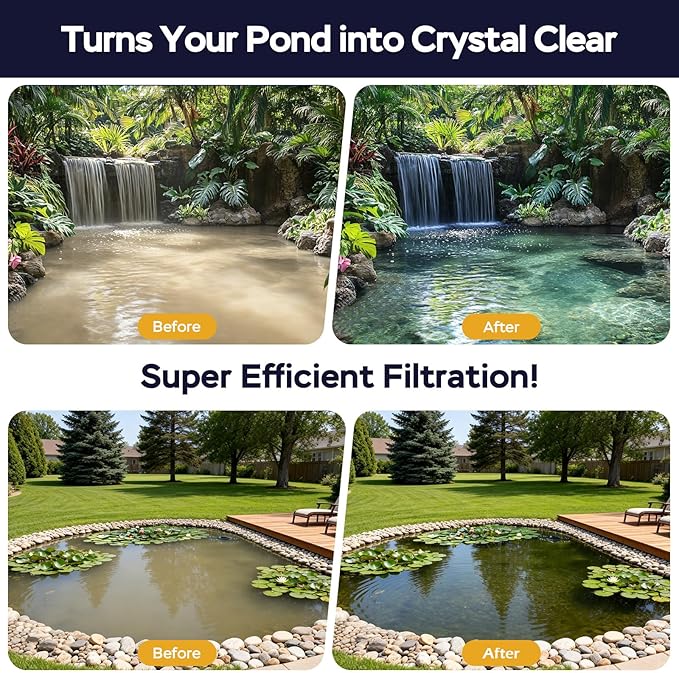 Pond Filter Pump with 4-Stage Filtration System | 40W 850GPH Submersible Pond Pump | Pond Filter Box for 500-750 Gal Outdoor Koi Fish Pond, Garden, Fountain, Waterfall & Water Feature