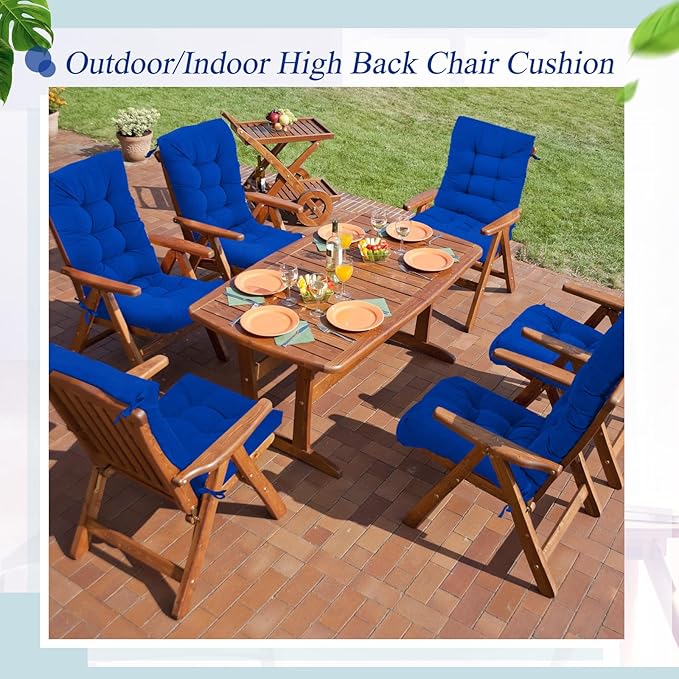 Juexica 4 Sets Outdoor Patio Chair Cushions Seat High Back Tufted Pillow Replacement Rocking Chair Cushions Pads for Patio Summer Seasonal Indoor Home Office
