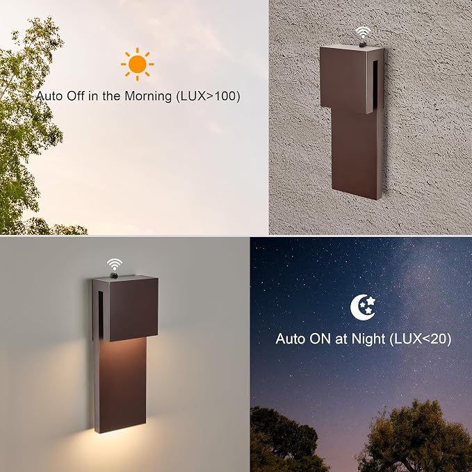 Tarentlight 15IN Outdoor Wall Sconce Fixture,Dusk to Dawn Patio Lights,Waterproof Exterior Lamp,Modern Wall Mounted with 17W 3000K LED, Bronze Finish,Outside Lights for House Front Door Entryway