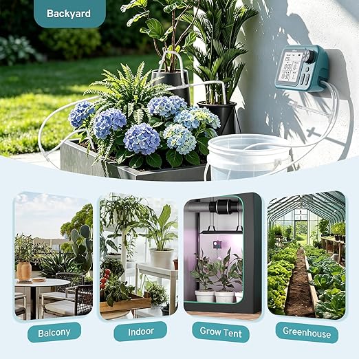 Solar Automatic Drip Irrigation System for Indoor Plants, HiOazo Automatic Watering System with 4W Solar Panel & USB Charging for Garden Farm Greenhouse (Supported 15 Pots)
