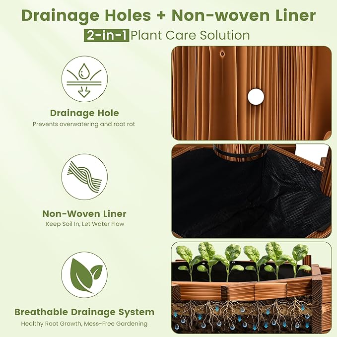 2026 Upgraded 54" H Wishing Well Planter with 11-Mode LED Lights and 3 Timer Settings, Outdoor Garden Decor with Adjustable Hanging Bucket and Drainage Base for Yard, Patio, Backyard