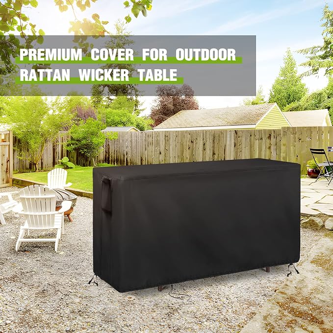 Outdoor Bar Cover for Best Choice Product Patio Wicker Bar Counter Table 55"L x 19"D x 36"H, Waterproof& Heavy Duty Cover for VINGLI Patio Rattan Wicker Bar Table-Rectangle