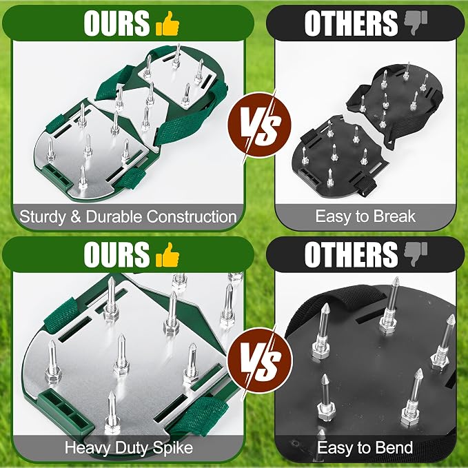 Miuwauer Lawn Aerator Shoes (Upgrade Version (Aluminum Alloy Sole), Green-Green)