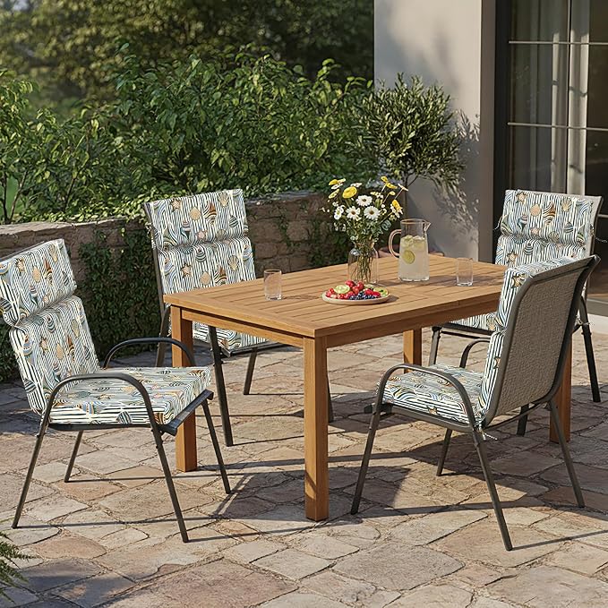 DYTXIII Outdoor High Back Chair Cushions Set of 2, 44"x22" Water Repellent Patio Seat Cushions with Elastic Sponge, All Weather Chair Pads for Rocking, Dining Chairs, Patio Furniture - Crayon Shells