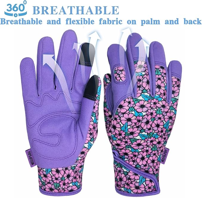 Gardening Gloves,Women Yard Work Garden Glove,Gifts | Thorn Proof,Puncture Resistant,Touchscreen,Gift,Leather,Spandex