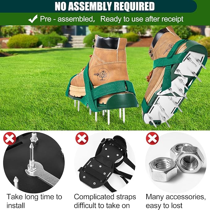 Miuwauer Lawn Aerator Shoes (Upgrade Version (Aluminum Alloy Sole), Green-Green)