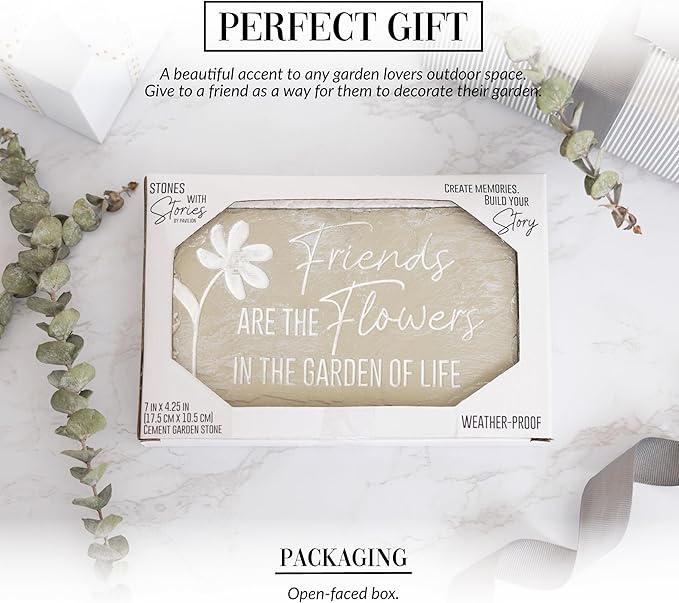 Pavilion Gift Company – Friends Are Flowers – 7” Indoor Outdoor Weatherproof Decorative Garden Stepping Stone Plaque Best Friend Bestie BFF Friendship