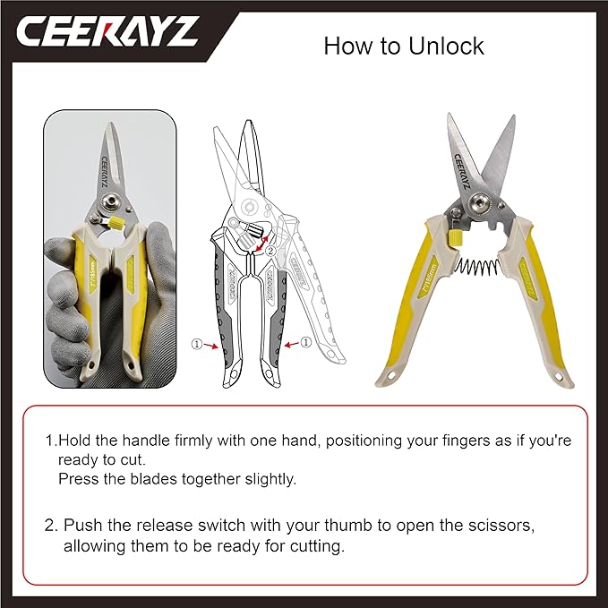 7" Scissors All Purpose, Heavy Duty, Multipurpose, for DIY Projects, Office, Production Lines, Pruning, with Protective Sheath and Magnetic Holder (Brown/Yellow)